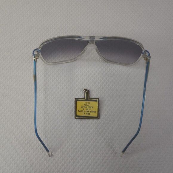 VINTAGE 70s Mens Double Bridged Sunglasses Blue Smokey Gray Lens New Old Stock - Picture 4 of 6